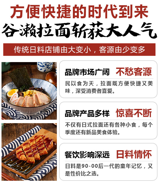 谷瀨拉面在東京加盟，品牌市場廣闊不愁客源，品牌產(chǎn)品多樣驚喜不斷，餐飲影響深遠日料情懷